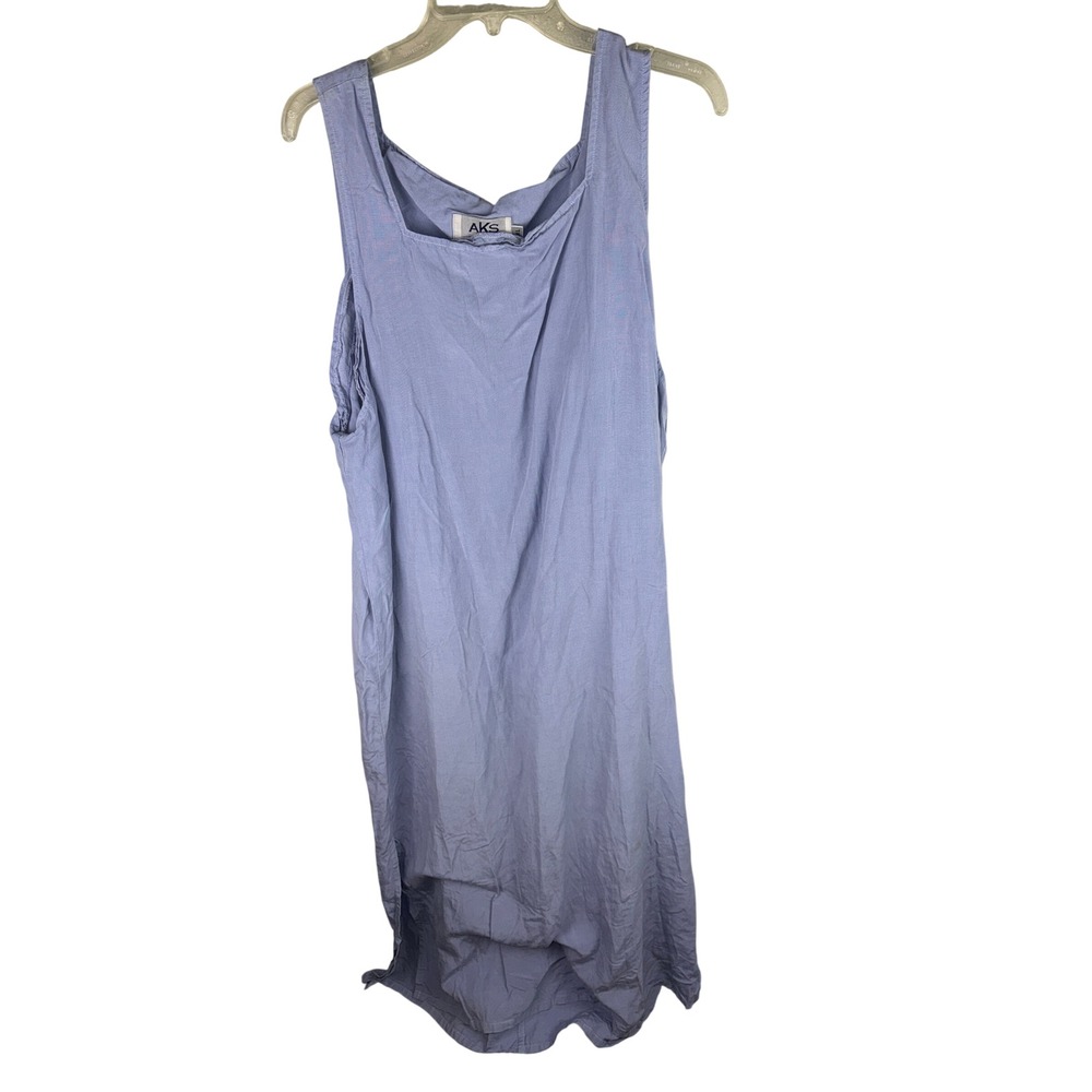 AKS Amy K Su Womens XL Periwinkle Blue Sleeveless Shift Tank Dress Made in USA